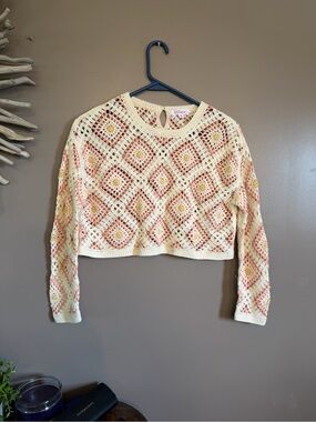 Crochet Knit Cropped Sweater